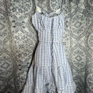 BLUE PLAID SIDE CUT OFF PUFFY DRESS GIRL CORE